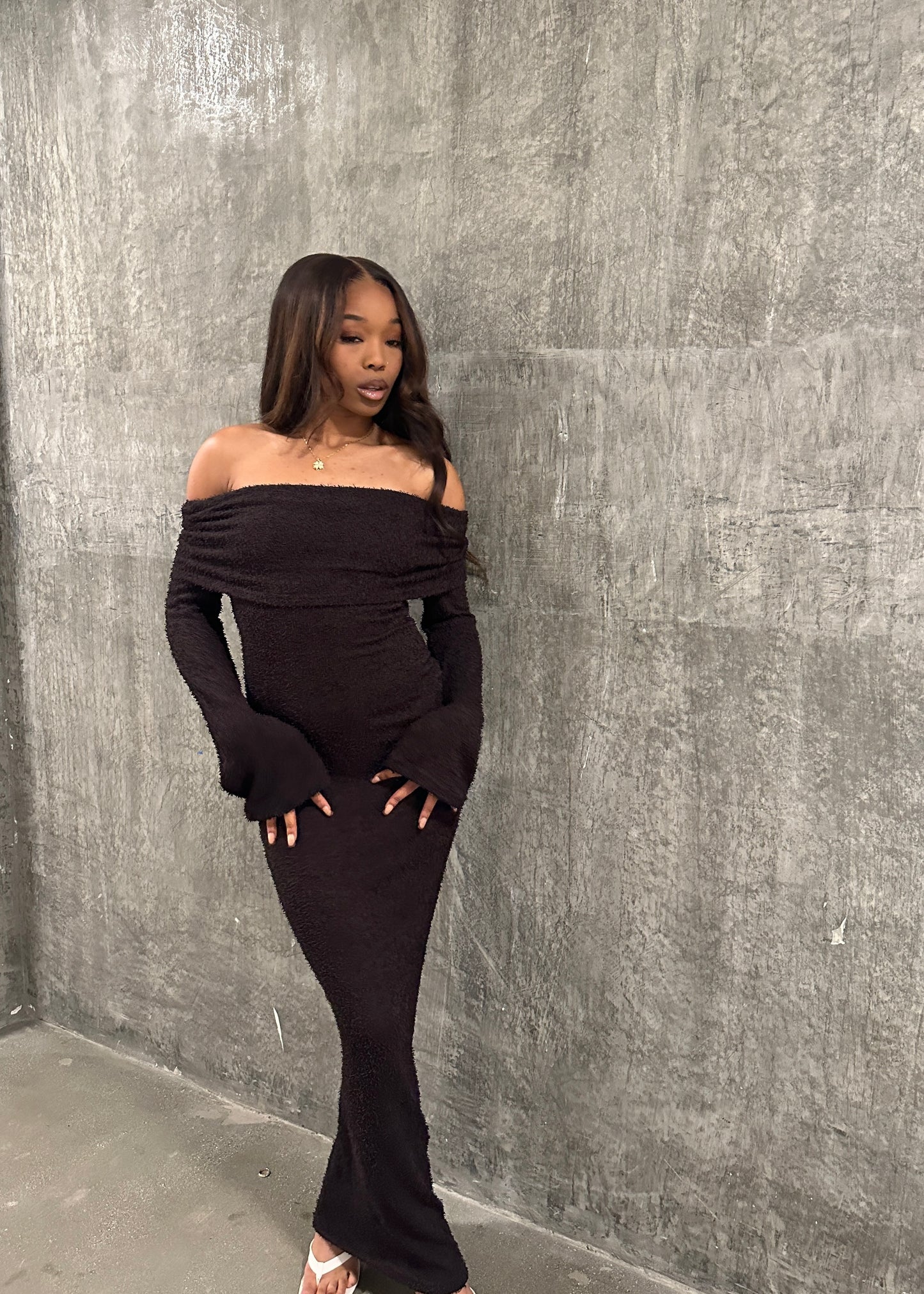 Winter night Dress - Chocolate Brown