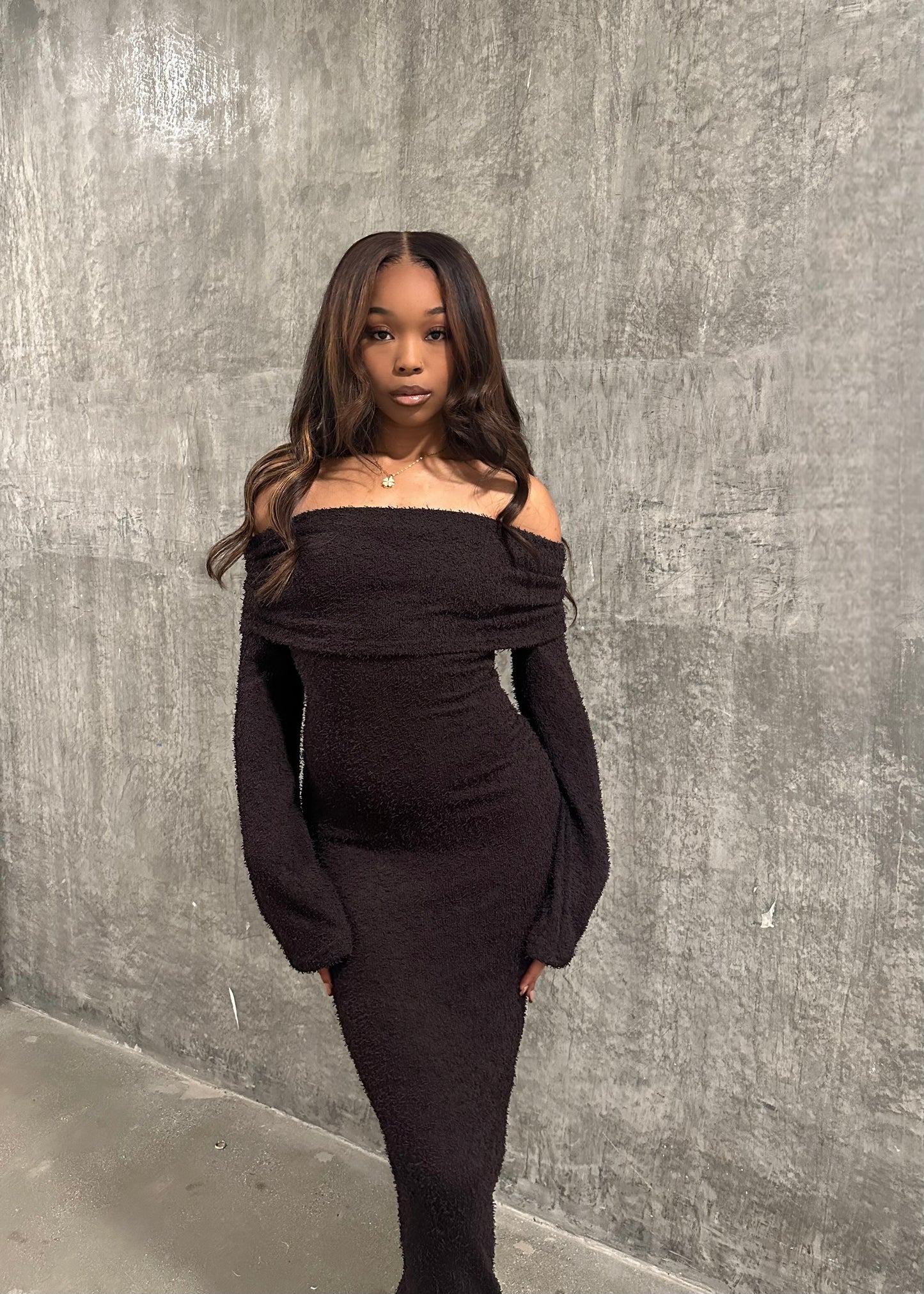 Winter night Dress - Chocolate Brown