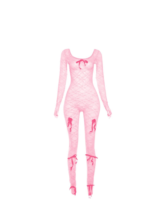 not enough bows - jumpsuit pink