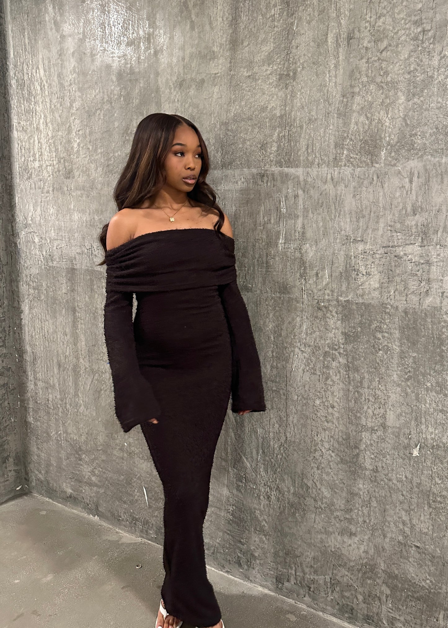 Winter night Dress - Chocolate Brown