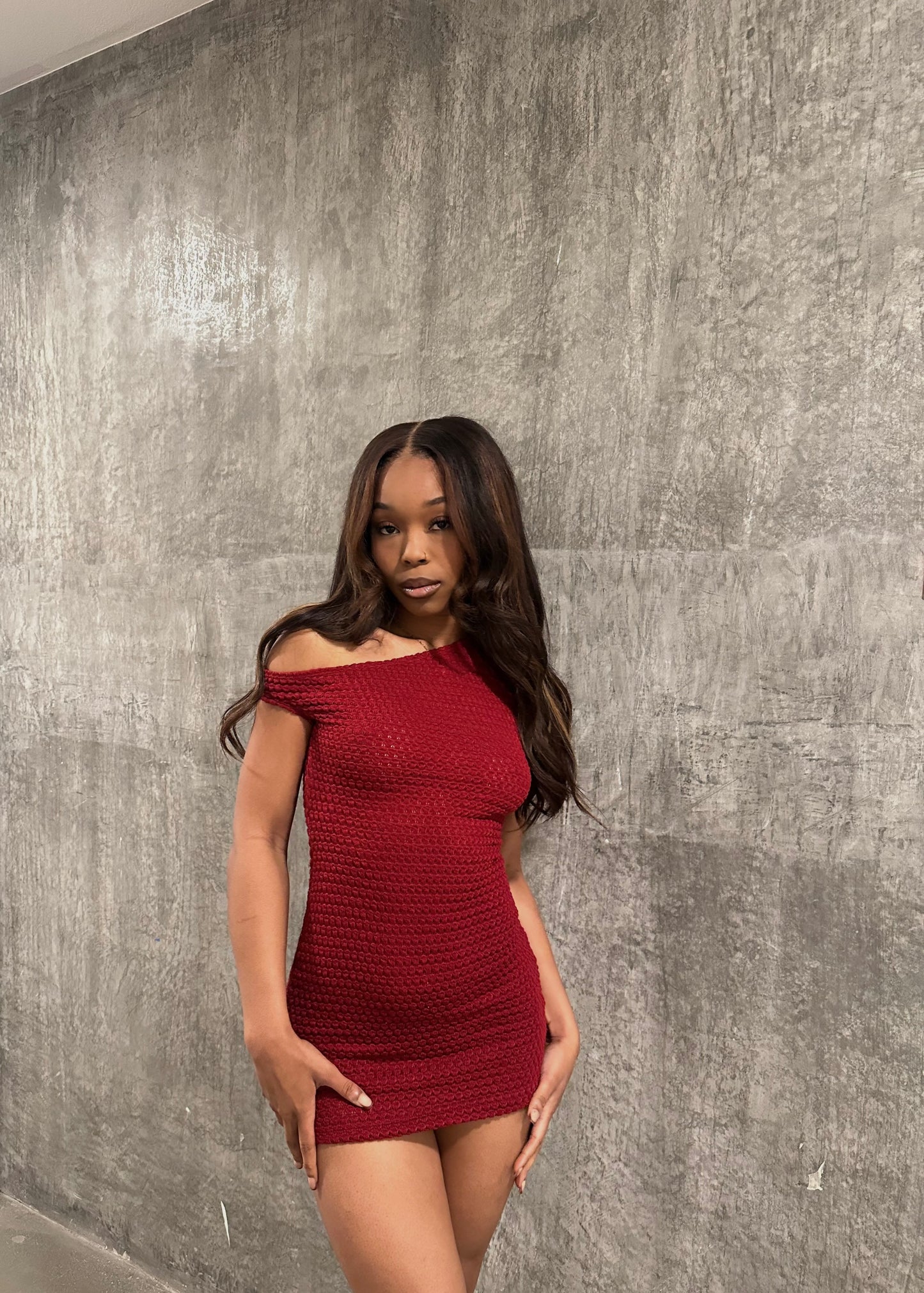 cherry off the shoulder dress Lily Cherry Off Shoulder Dress In Black