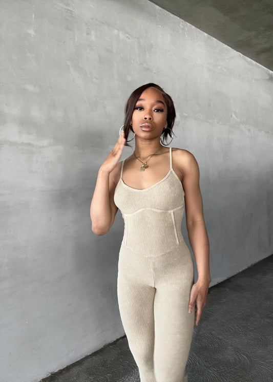 Cream Jumpsuit - Miss Londyn