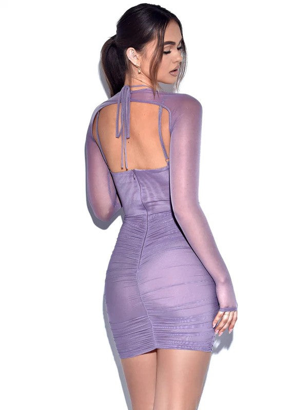 Purple Mesh Mini Dress - Miss Londyn