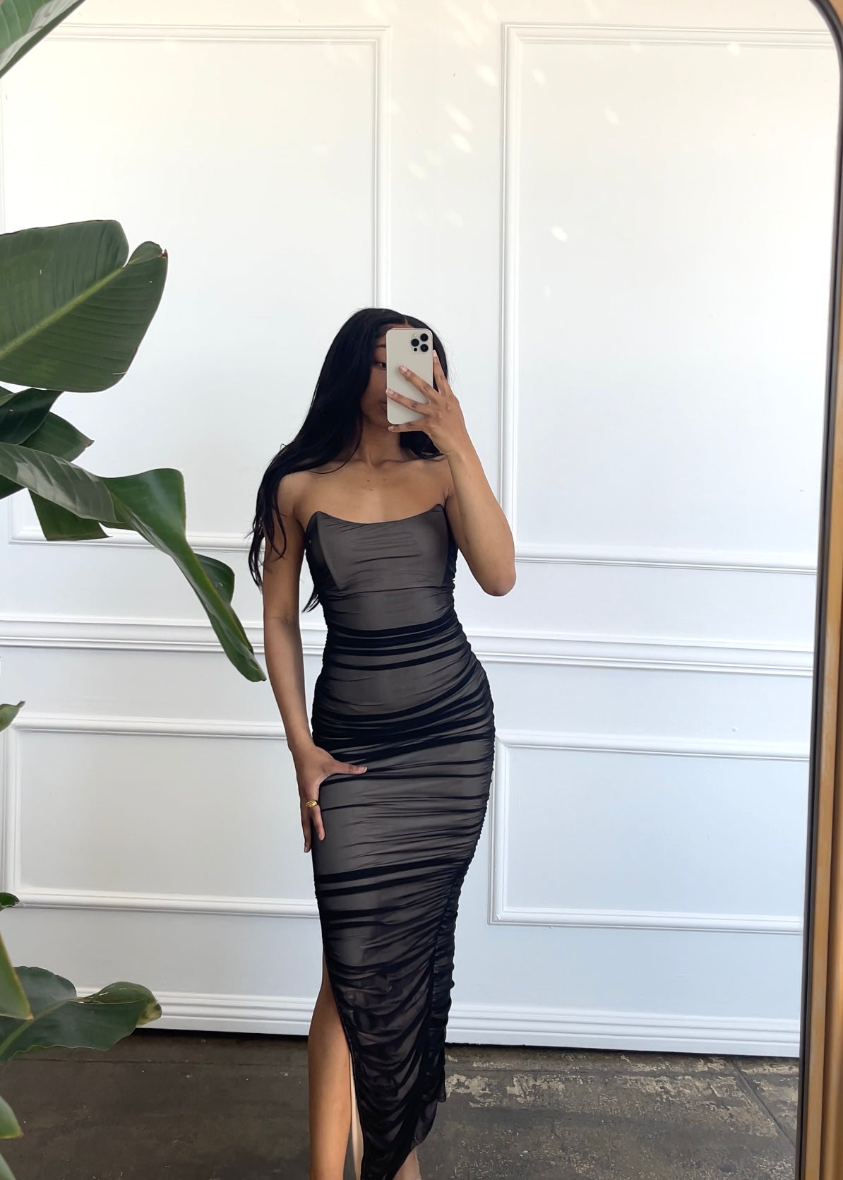 Black Strapless Maxi Dress - Miss Londyn